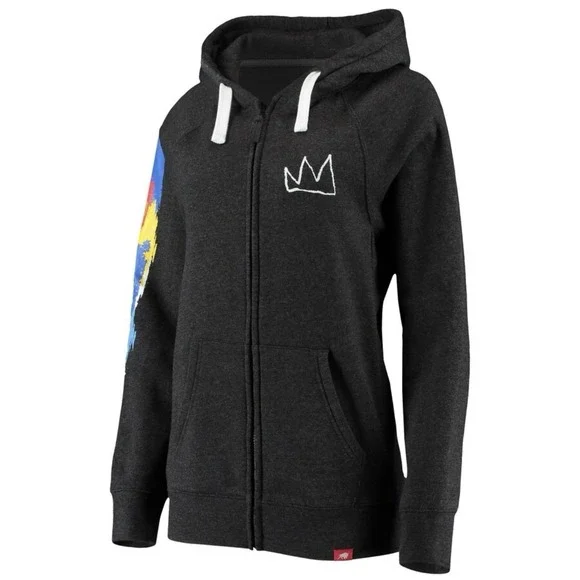 Brooklyn Nets BKLN Full Zip Hoodie Sportiqe Basquiat Style NBA Sweatshirt 2021 - Picture 6 of 8